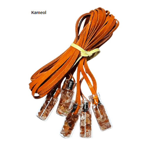 Lahvička na koženém řemínku, výběr