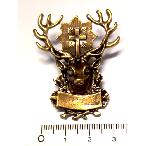 Lovecký odznak s pinem Sv.Hubert , staromosaz
