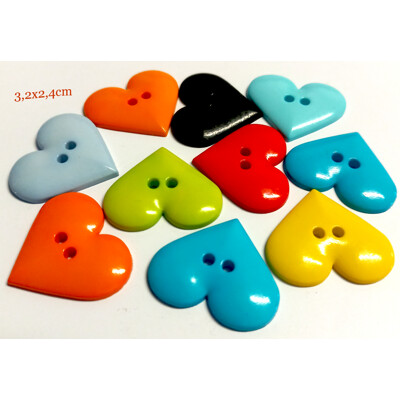 Knoflíky plast srdce 3,2x2,4